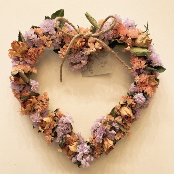 coroncina cuore fiori secchi