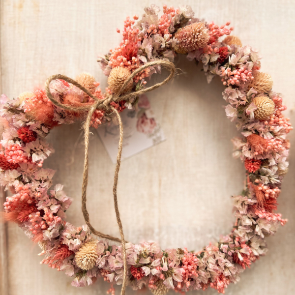 ghirlanda cuore fiori secchi