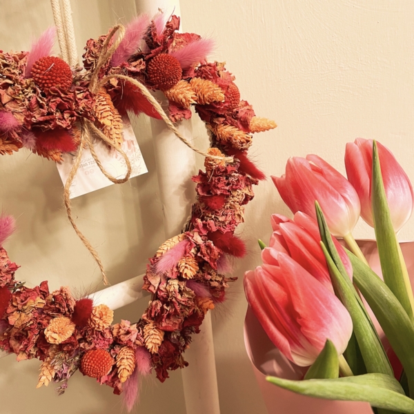 coroncina cuore fiori secchi