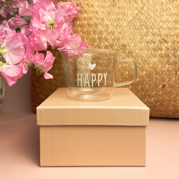tazza vetro happy simple day
