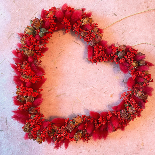 Cuore di fiori secchi "Rosso"